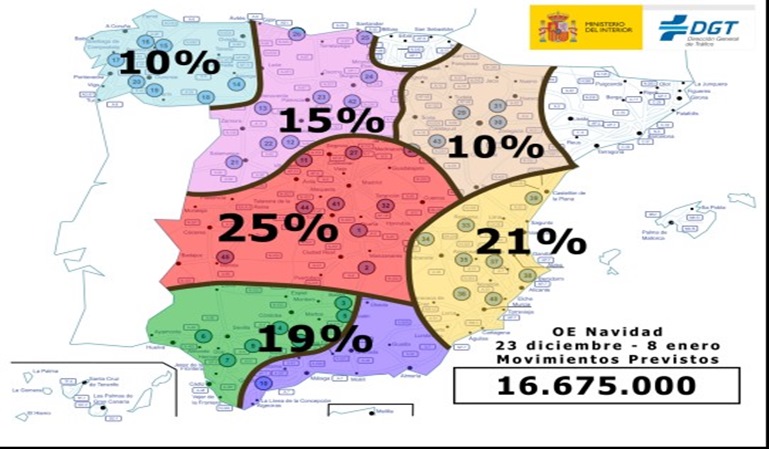 DGT prevé 16,7 millones de desplazamientos en Navidad