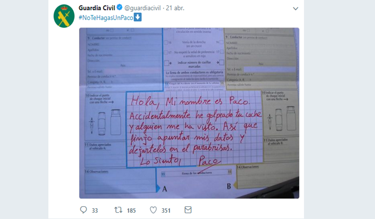 La Guardia Civil dice qué no hacer si tienes un accidente